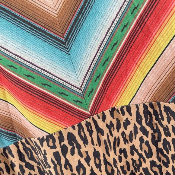 Fashion Express Women’s Chevron Leopard Print Flare Sleeve Duster Jacket Small - Picture 15 of 17